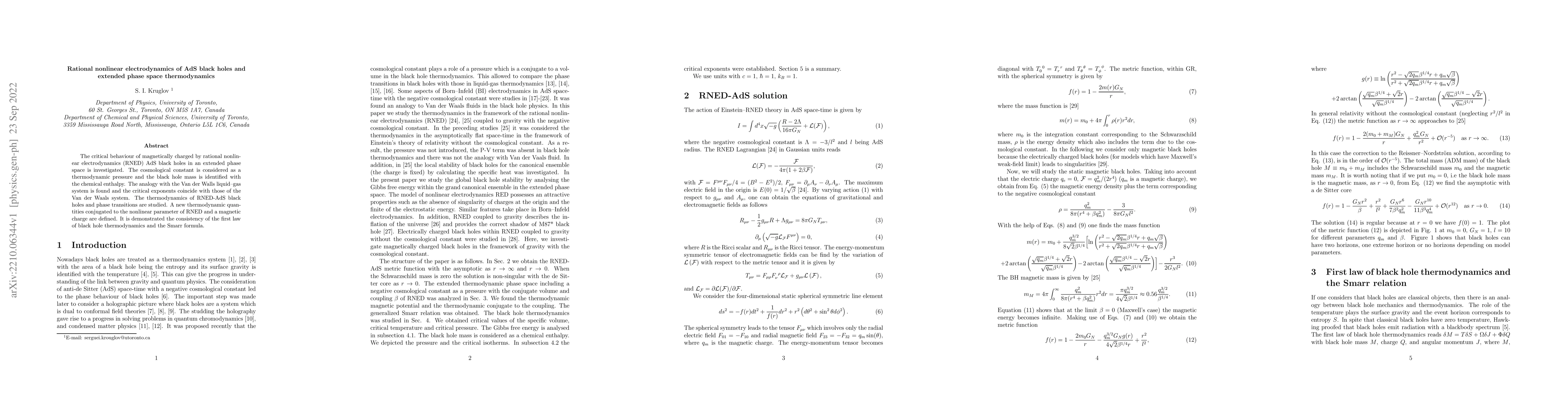 Thumbnail for Rational nonlinear electrodynamics of AdS black holes and extended phase
  space thermodynamics