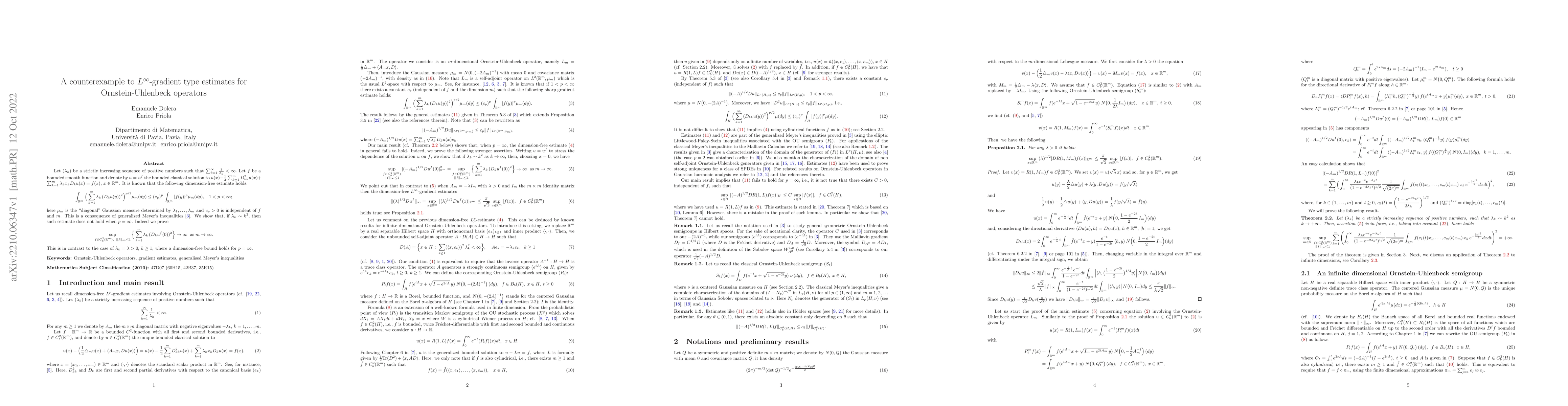 Thumbnail for A counterexample to $L^{\infty}$-gradient type estimates for
  Ornstein-Uhlenbeck operators
