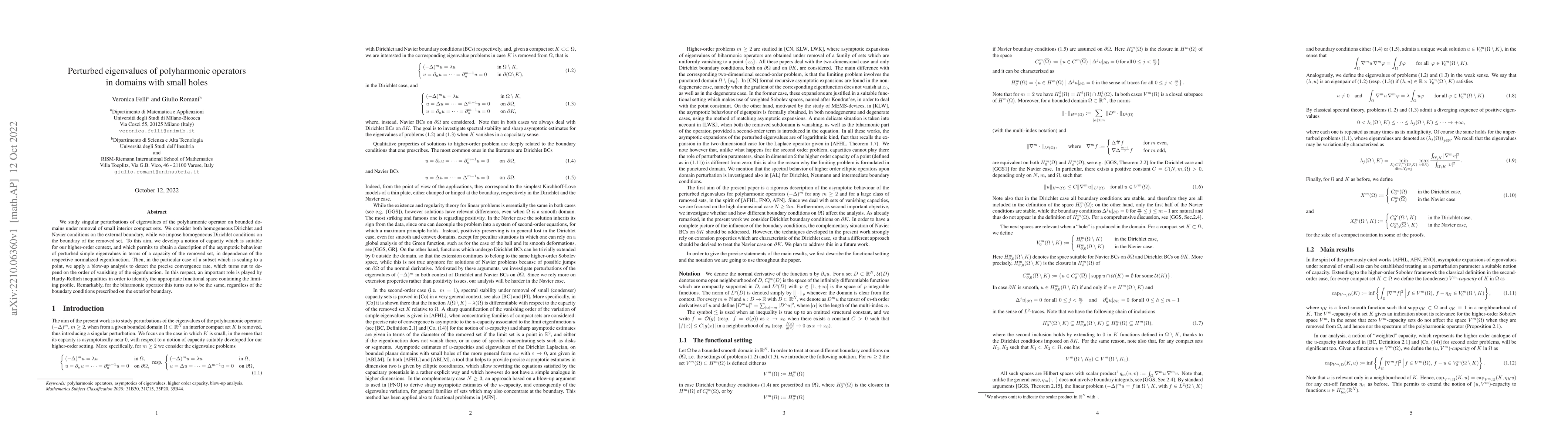 Thumbnail for Perturbed eigenvalues of polyharmonic operators in domains with small
  holes