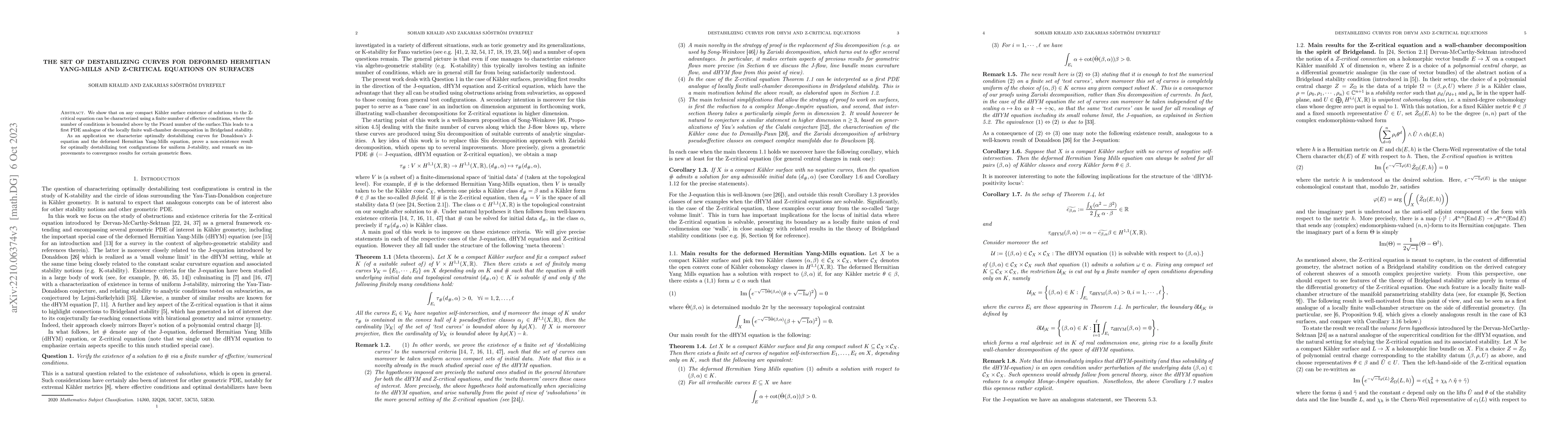 Thumbnail for The set of destabilizing curves for deformed Hermitian Yang-Mills and
  Z-critical equations on surfaces
