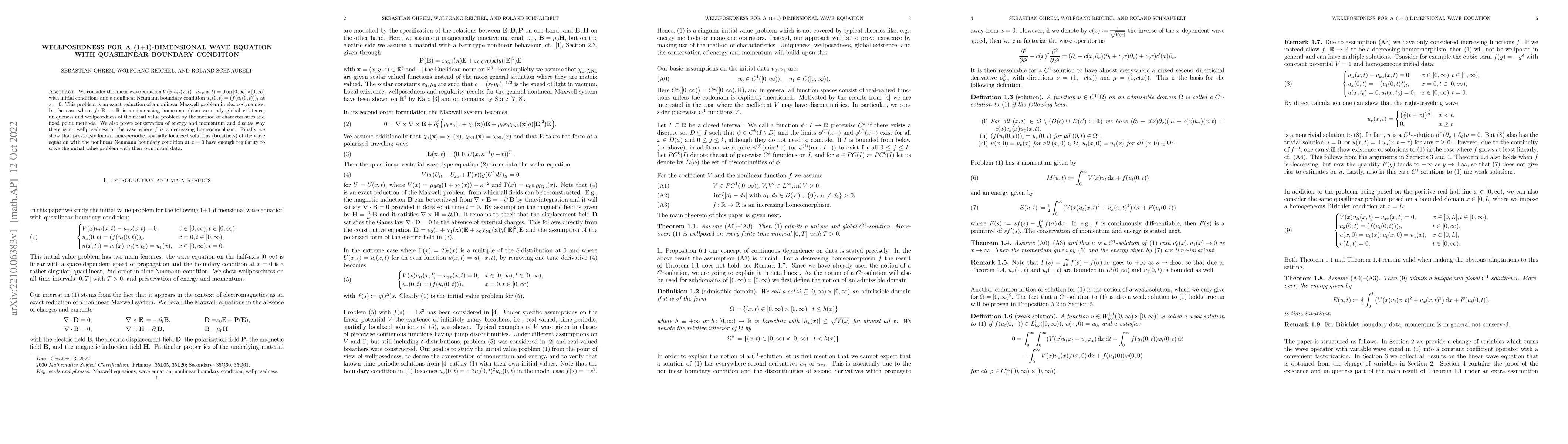 Thumbnail for Wellposedness for a (1+1)-dimensional wave equation with quasilinear
  boundary condition