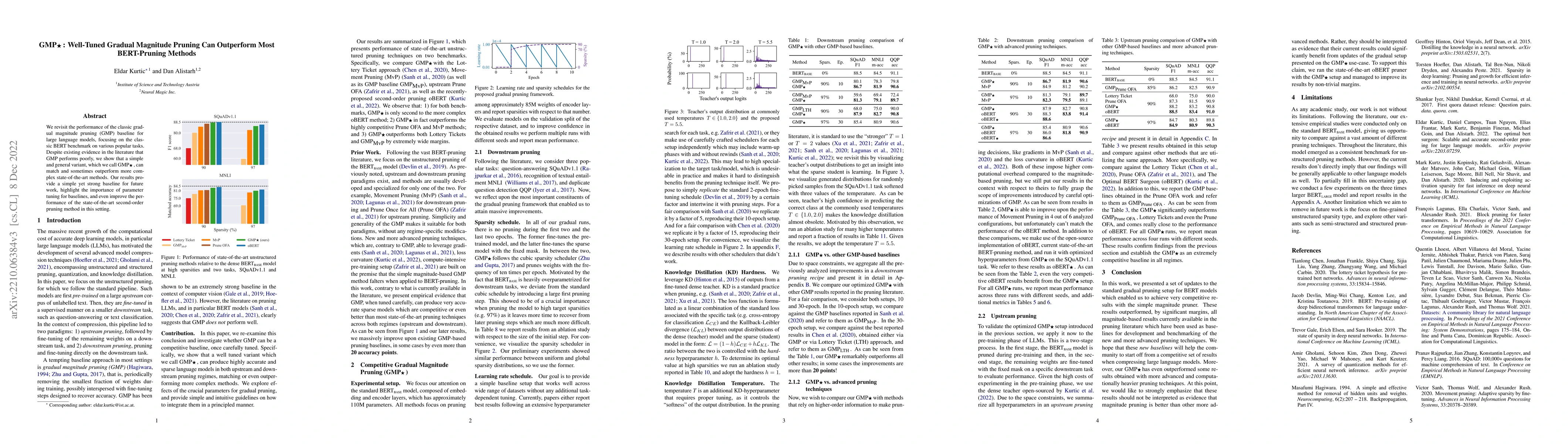 Thumbnail for GMP*: Well-Tuned Gradual Magnitude Pruning Can Outperform Most
  BERT-Pruning Methods