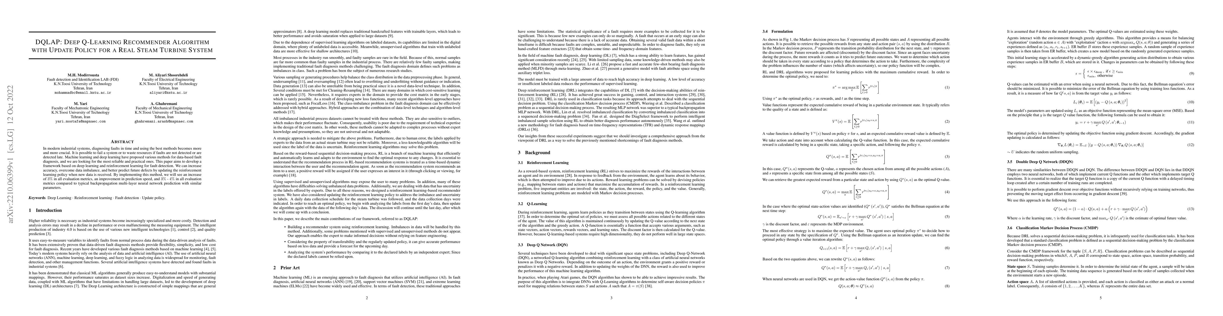 Thumbnail for DQLAP: Deep Q-Learning Recommender Algorithm with Update Policy for a
  Real Steam Turbine System
