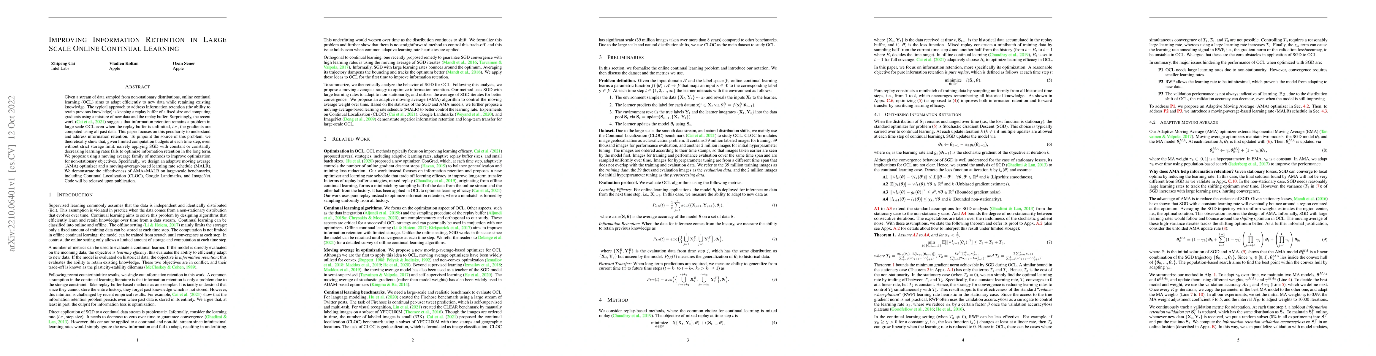 Thumbnail for Improving information retention in large scale online continual learning