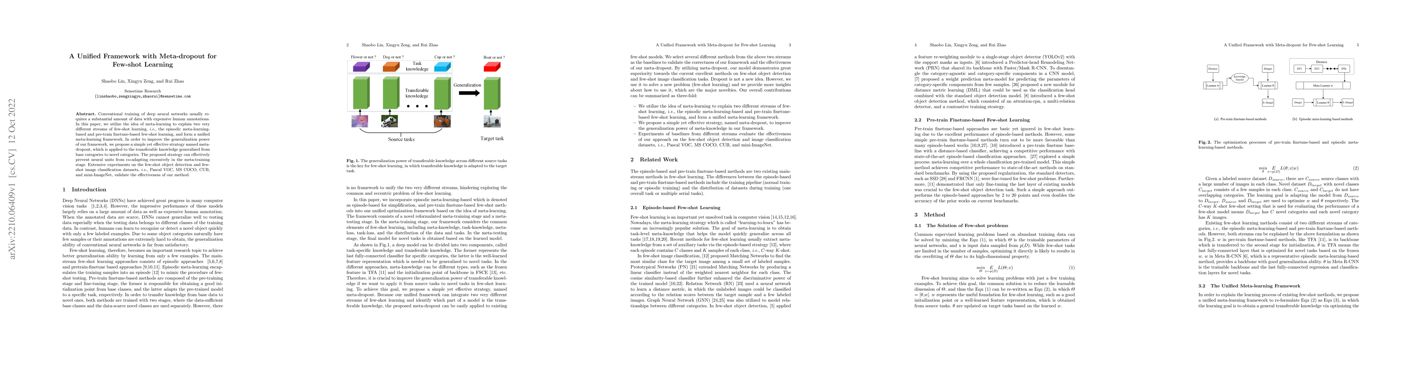 Thumbnail for A Unified Framework with Meta-dropout for Few-shot Learning