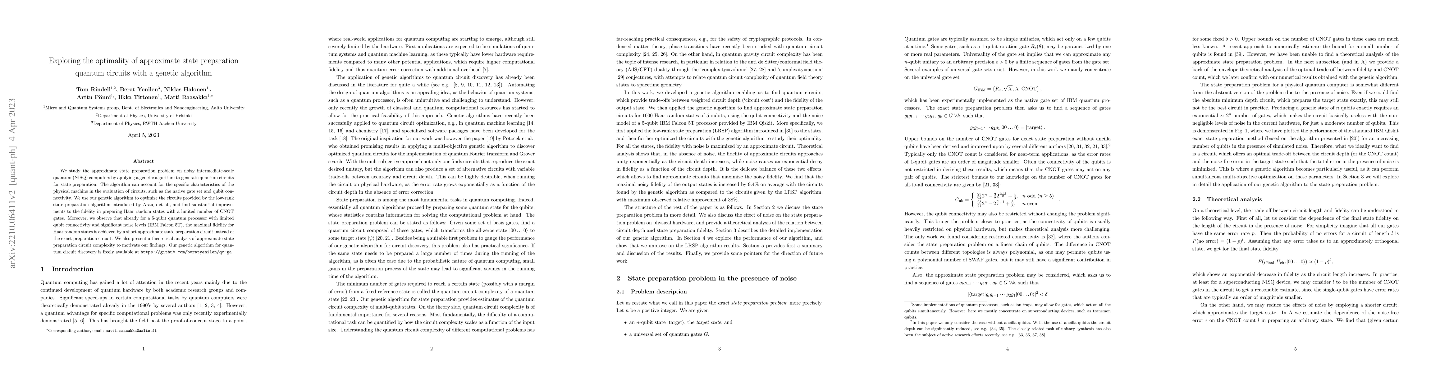 Thumbnail for Exploring the optimality of approximate state preparation quantum
  circuits with a genetic algorithm