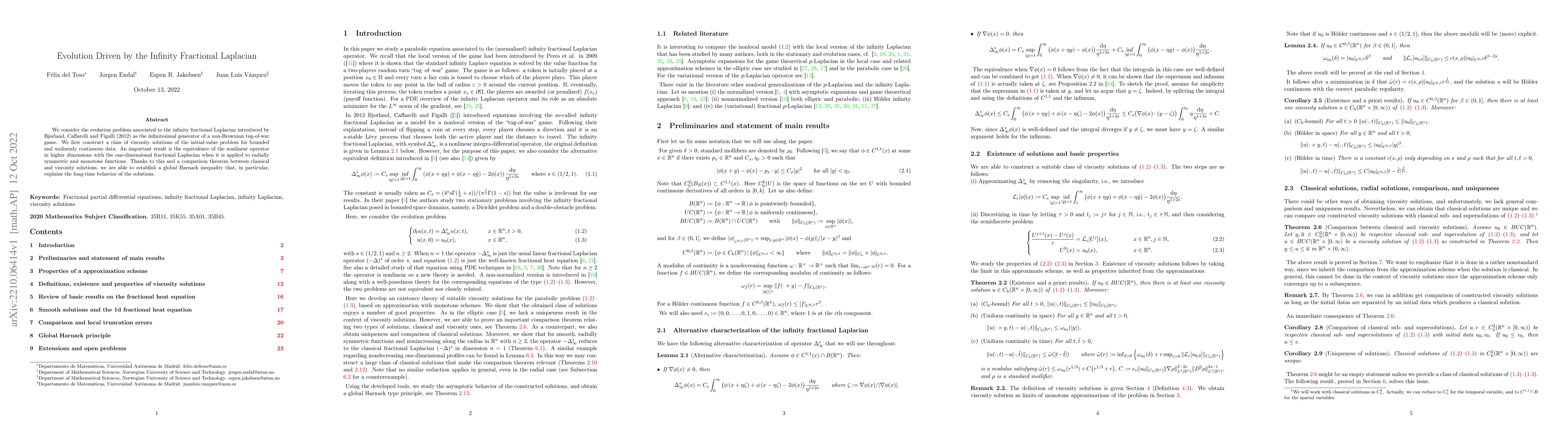 Thumbnail for Evolution Driven by the Infinity Fractional Laplacian