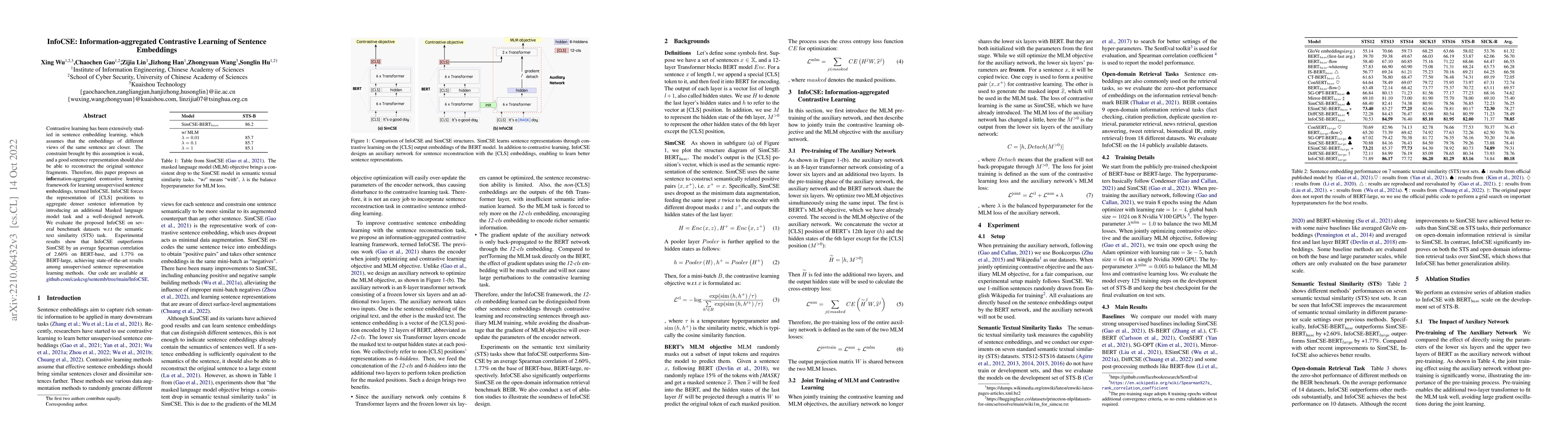 Thumbnail for InfoCSE: Information-aggregated Contrastive Learning of Sentence
  Embeddings