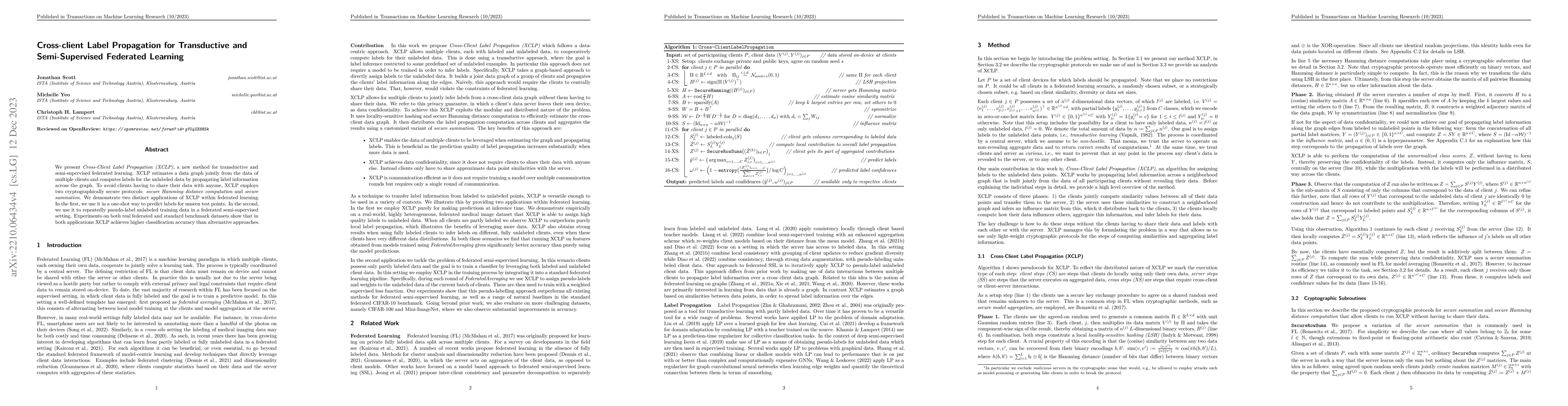 Thumbnail for Cross-client Label Propagation for Transductive and Semi-Supervised
  Federated Learning