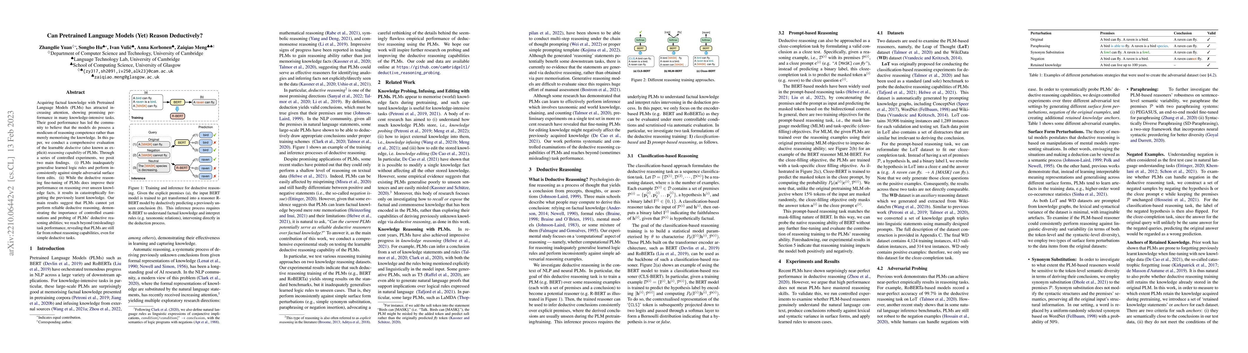 Thumbnail for Can Pretrained Language Models (Yet) Reason Deductively?