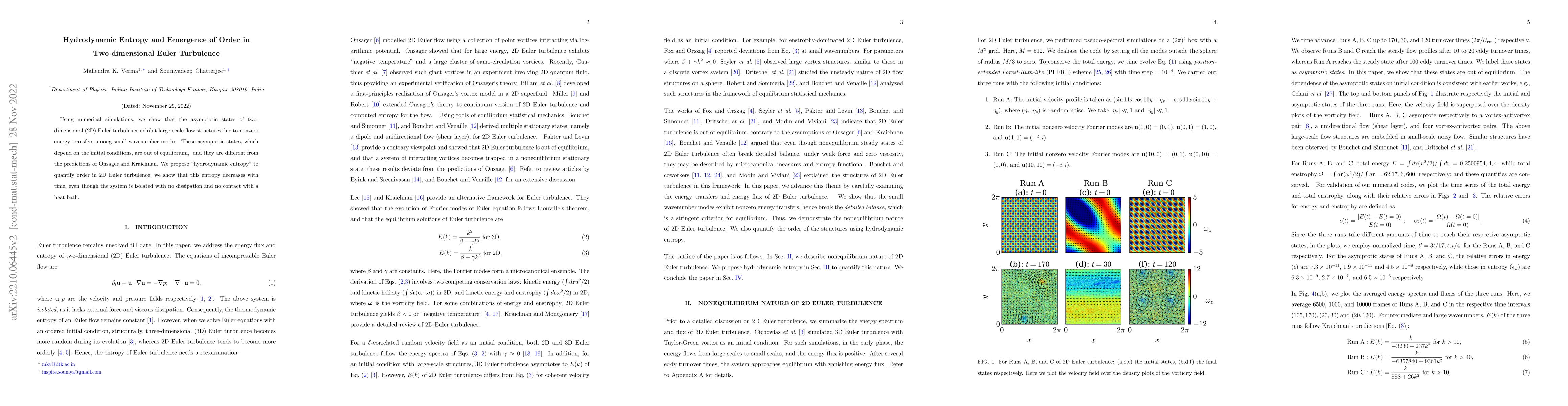 Thumbnail for Hydrodynamic Entropy and Emergence of Order in Two-dimensional Euler
  Turbulence