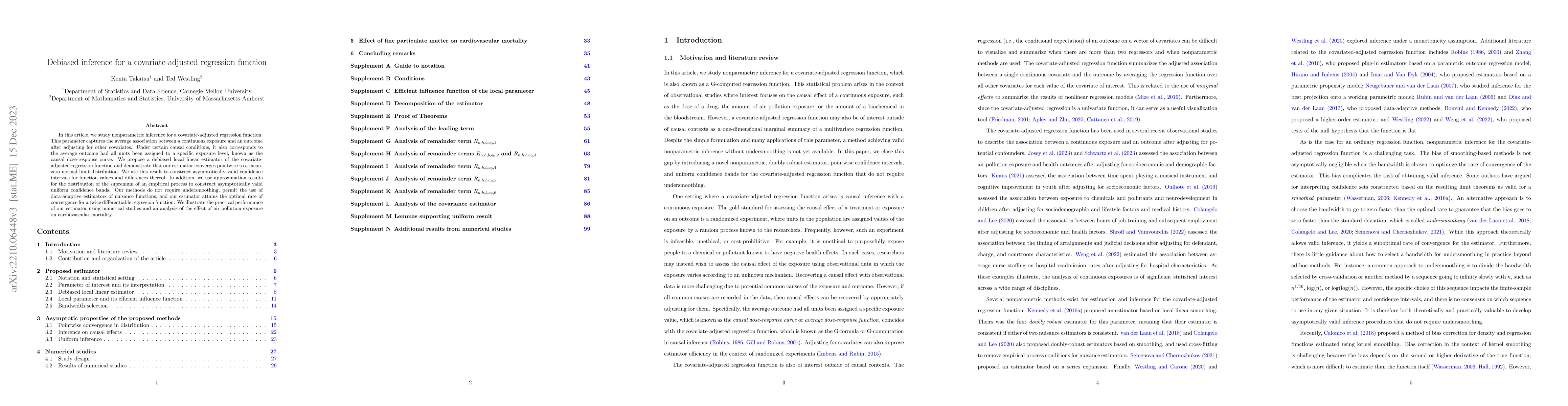 Thumbnail for Debiased inference for a covariate-adjusted regression function