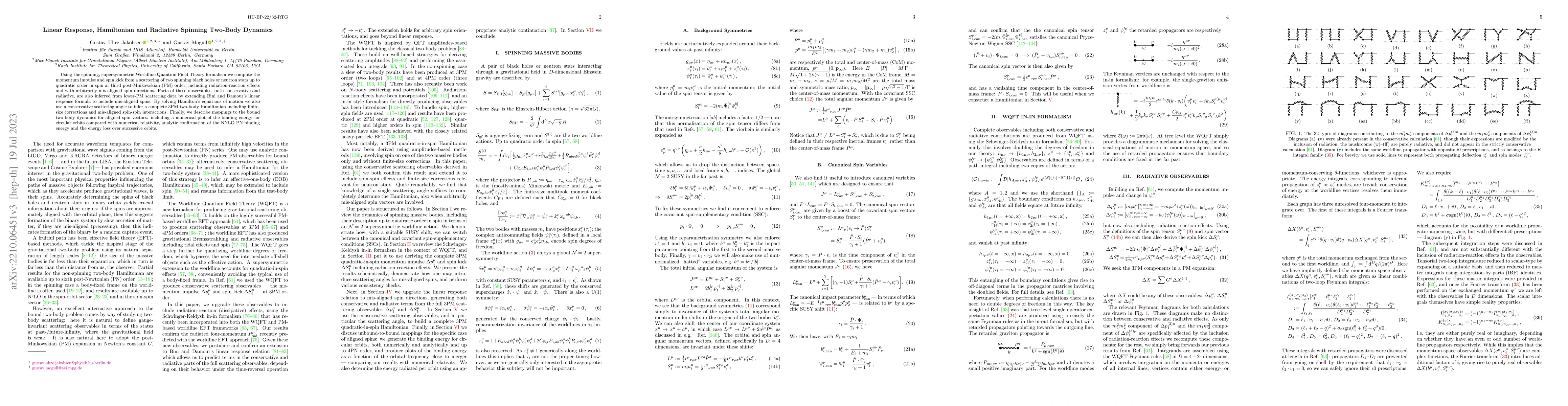 Thumbnail for Linear Response, Hamiltonian and Radiative Spinning Two-Body Dynamics