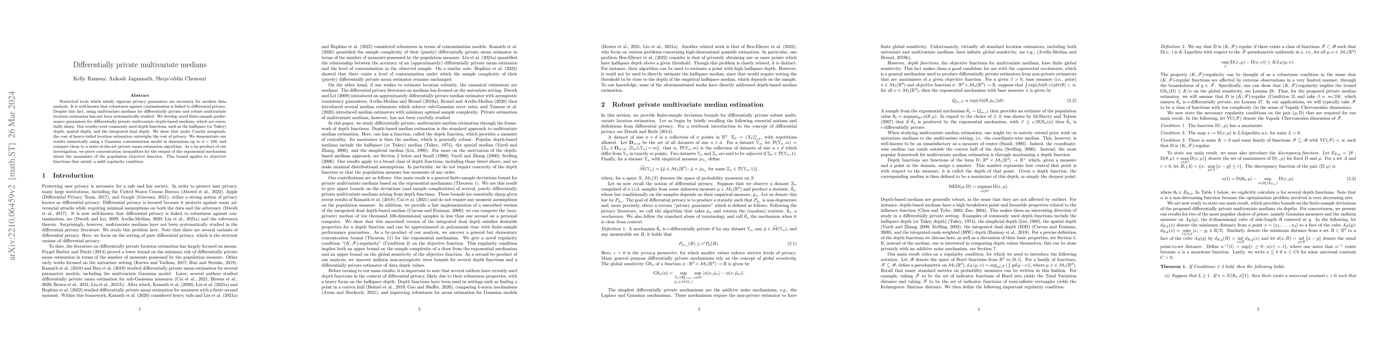 Thumbnail for Differentially private multivariate medians