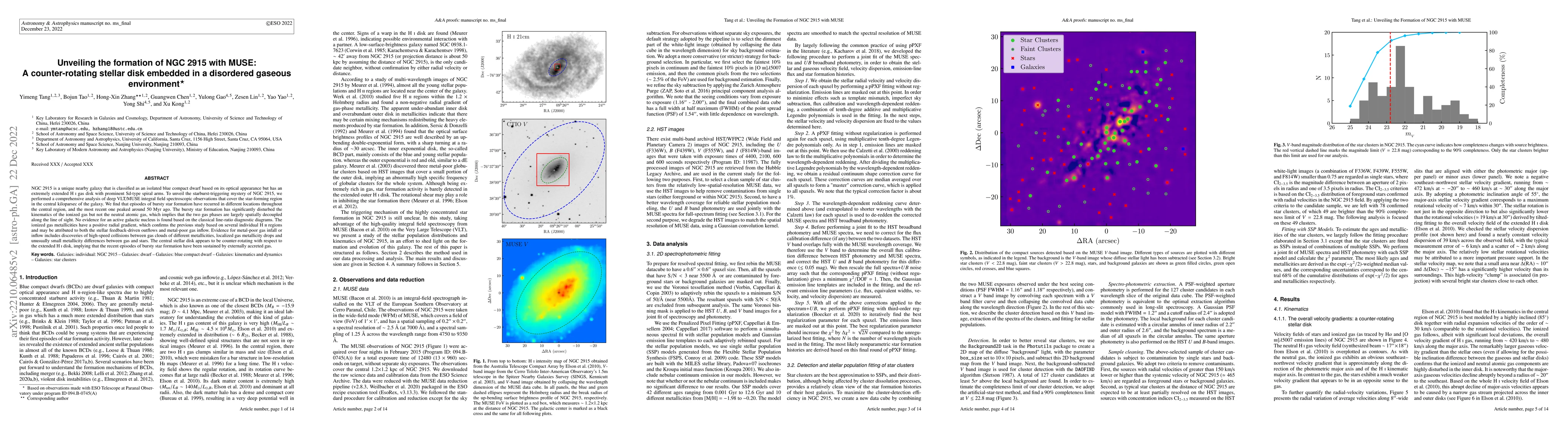 Thumbnail for Unveiling the formation of NGC 2915 with MUSE: A counter-rotating
  stellar disk embedded in a disordered gaseous environment