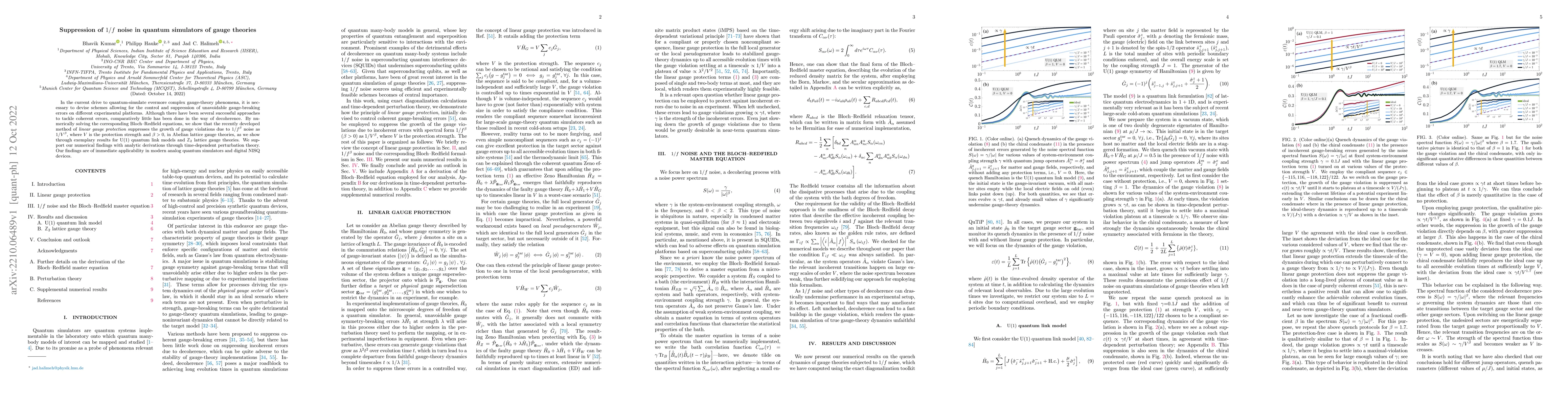 Thumbnail for Suppression of $1/f$ noise in quantum simulators of gauge theories