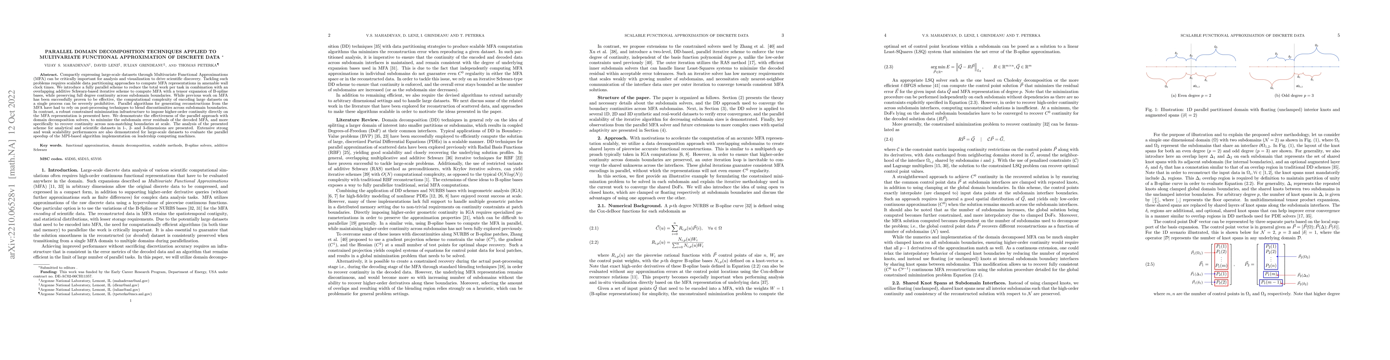 Thumbnail for Parallel Domain Decomposition techniques applied to Multivariate
  Functional Approximation of discrete data