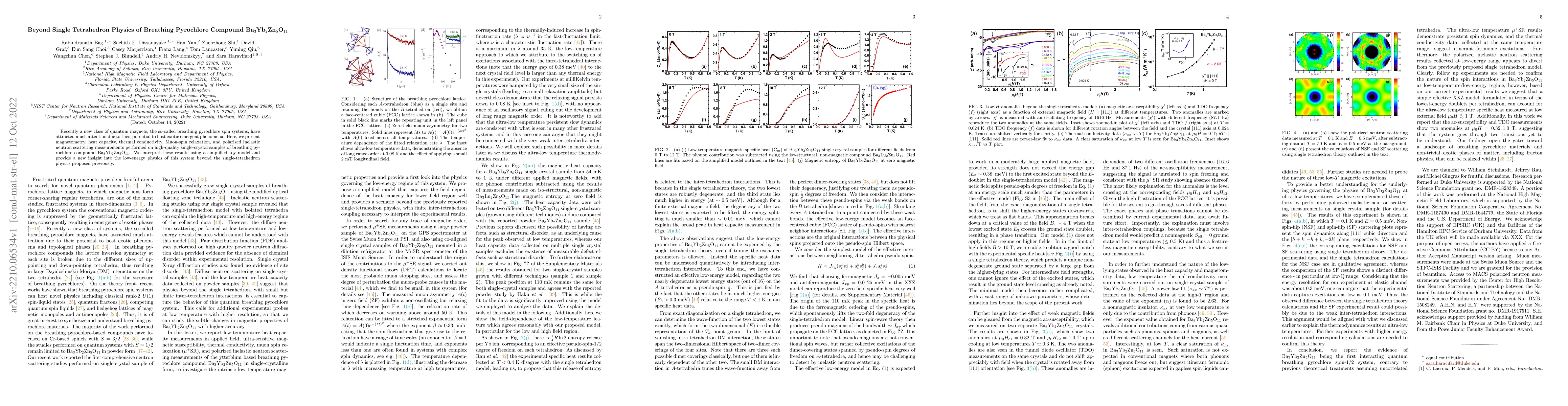 Thumbnail for Beyond Single Tetrahedron Physics of Breathing Pyrochlore Compound
  Ba3Yb2Zn5O11