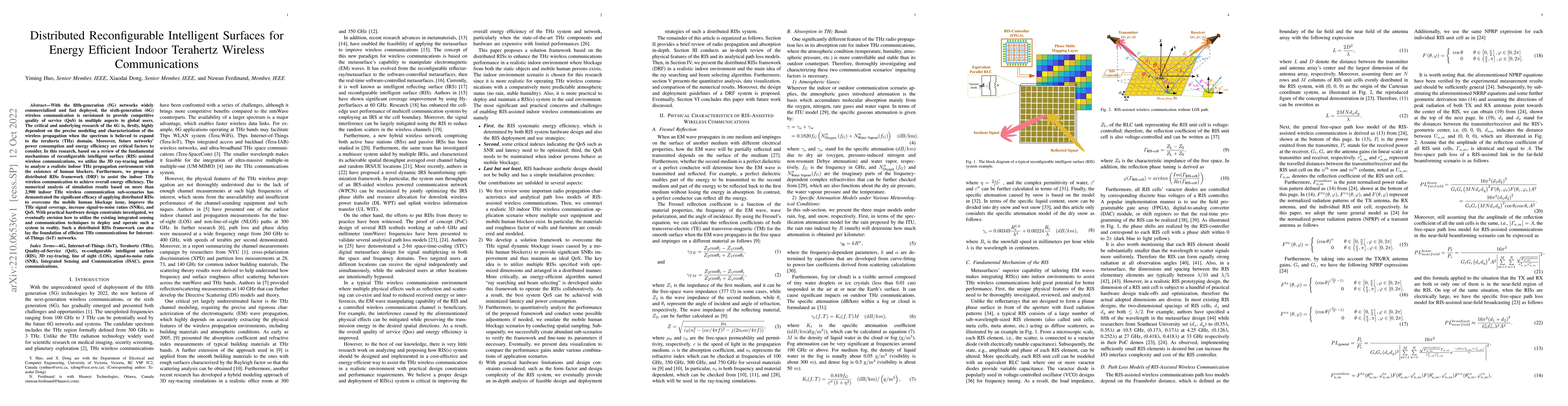 Thumbnail for Distributed Reconfigurable Intelligent Surfaces for Energy Efficient
  Indoor Terahertz Wireless Communications