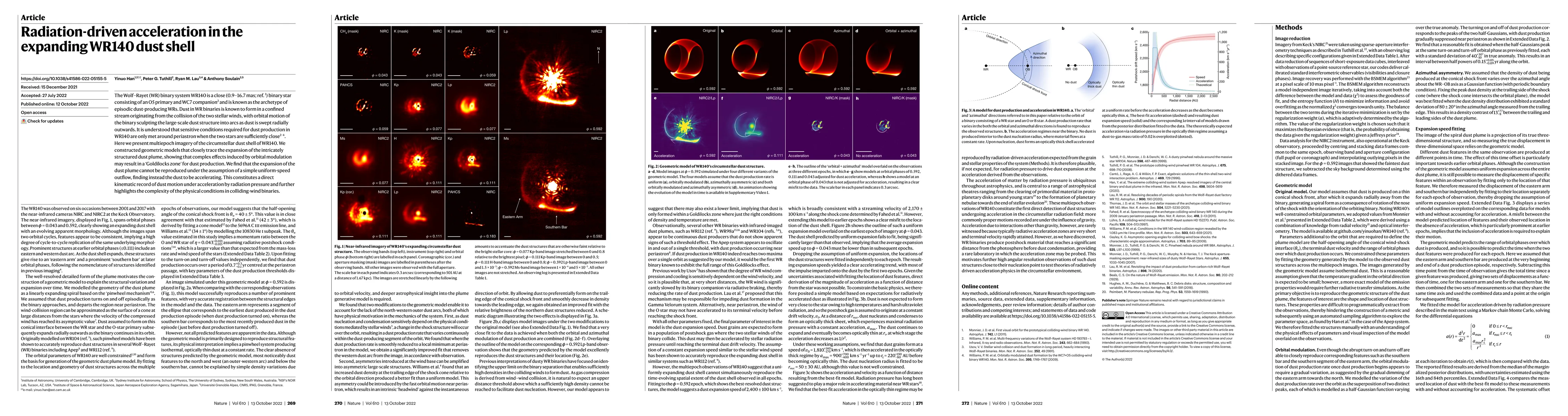 Thumbnail for Radiation-driven acceleration in the expanding WR140 dust shell