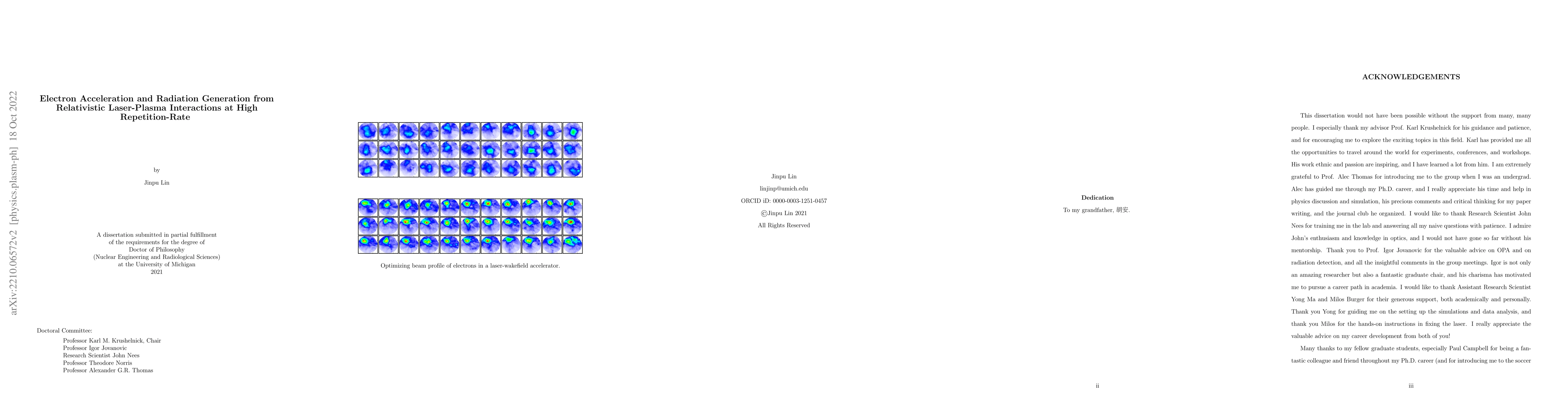Thumbnail for Electron Acceleration and Radiation Generation from Relativistic
  Laser-Plasma Interactions at High Repetition-Rate