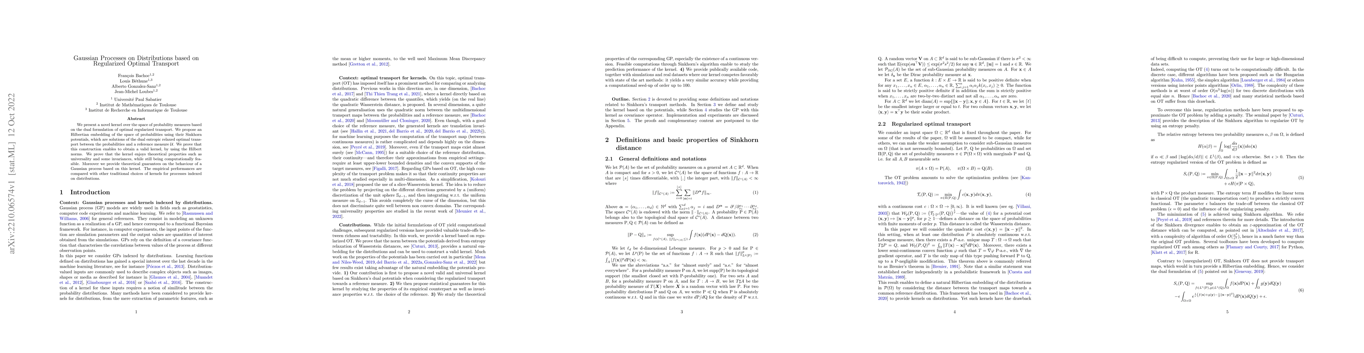 Thumbnail for Gaussian Processes on Distributions based on Regularized Optimal
  Transport