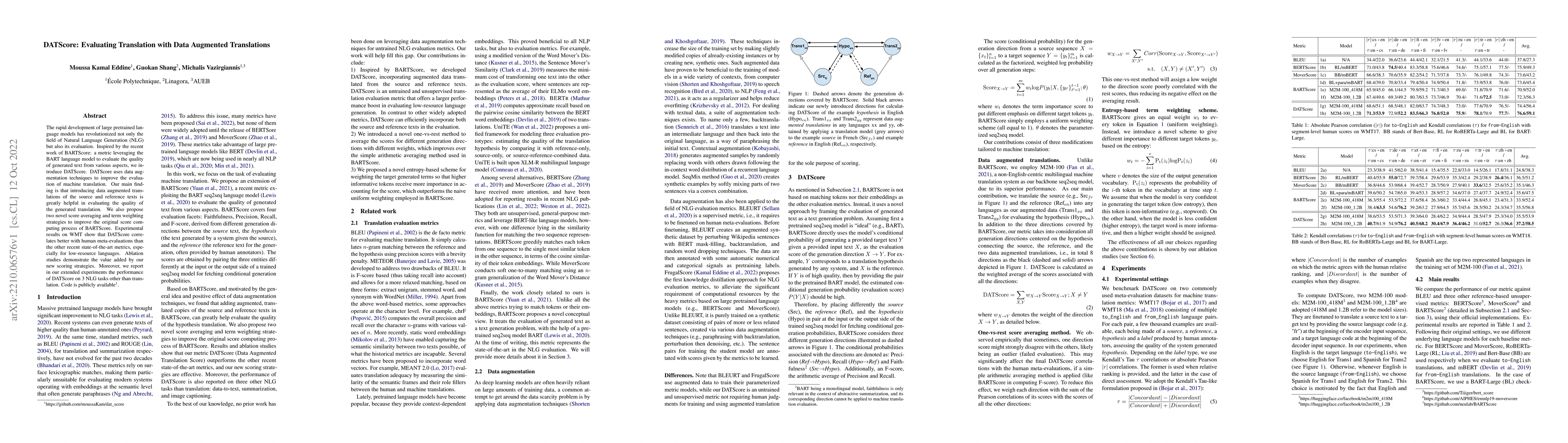 Thumbnail for DATScore: Evaluating Translation with Data Augmented Translations