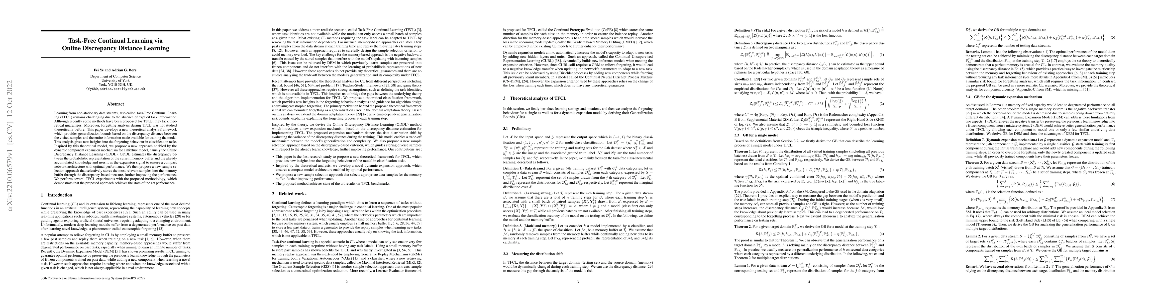 Thumbnail for Task-Free Continual Learning via Online Discrepancy Distance Learning