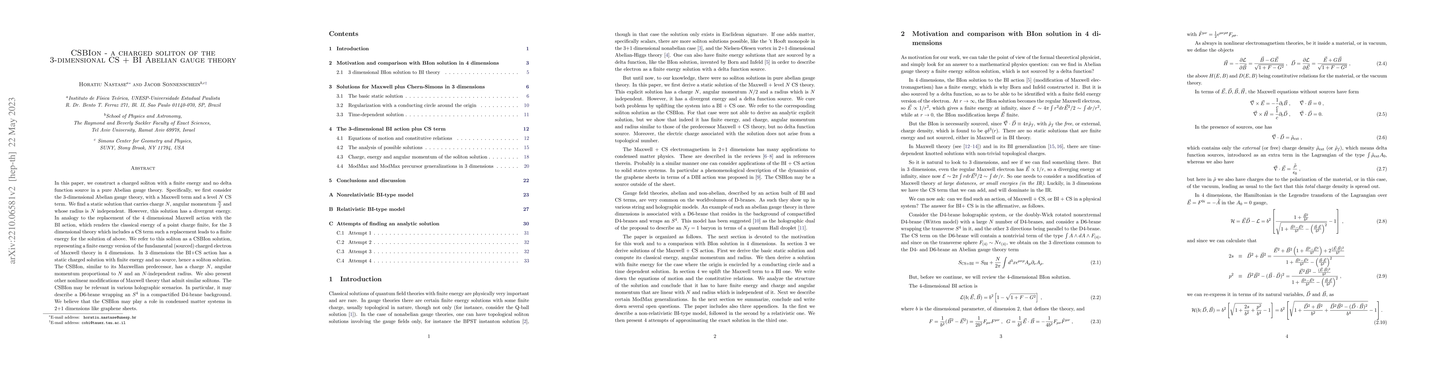 Thumbnail for CSBIon -- a charged soliton of the 3-dimensional CS + BI Abelian gauge
  theory