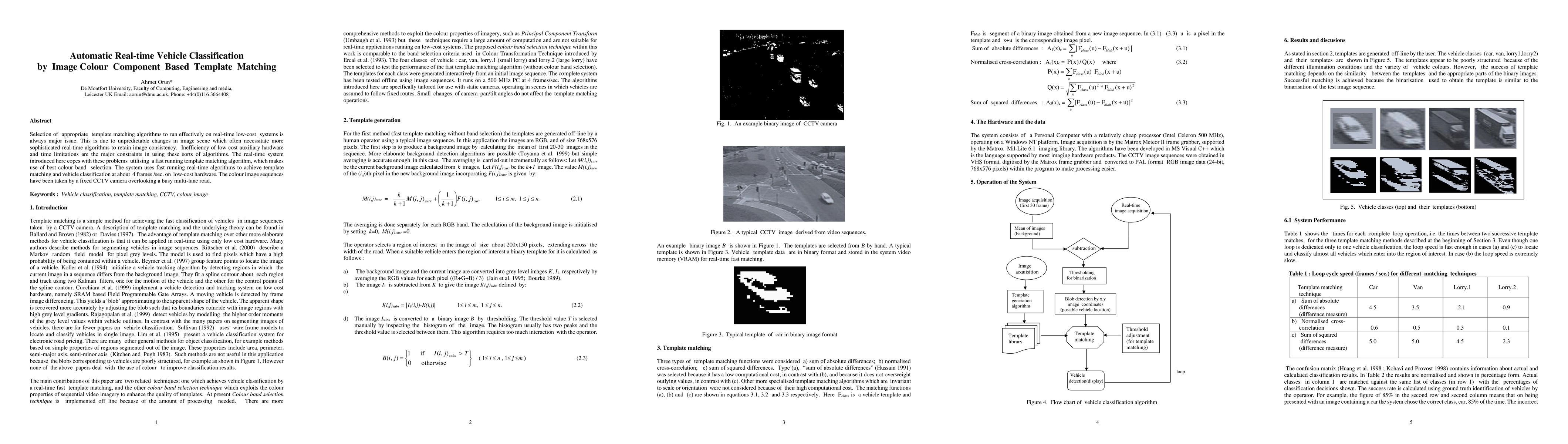 Thumbnail for Automatic Real-time Vehicle Classification by Image Colour Component
  Based Template Matching