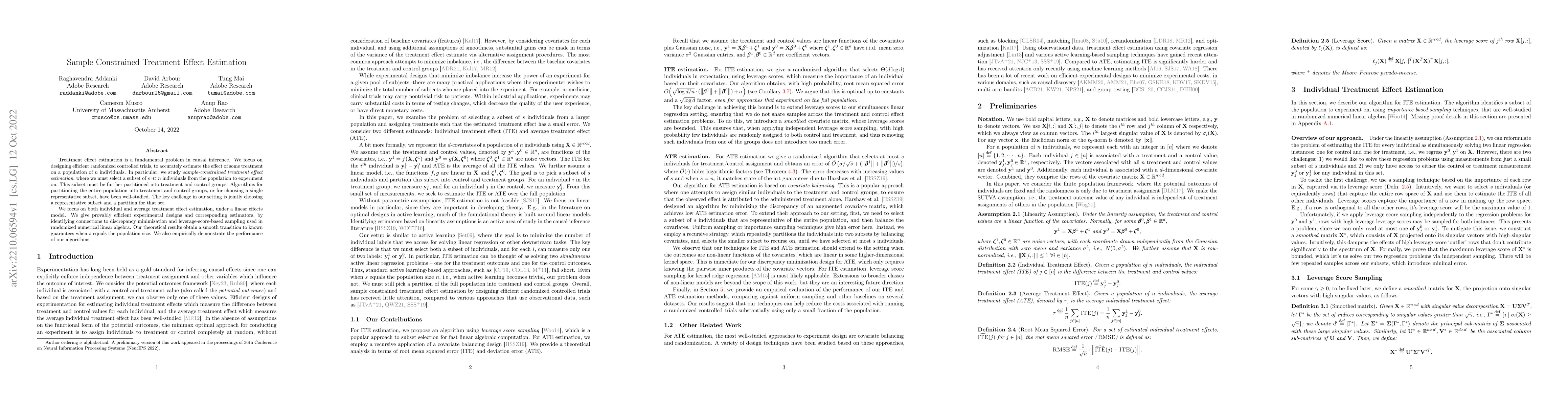 Thumbnail for Sample Constrained Treatment Effect Estimation