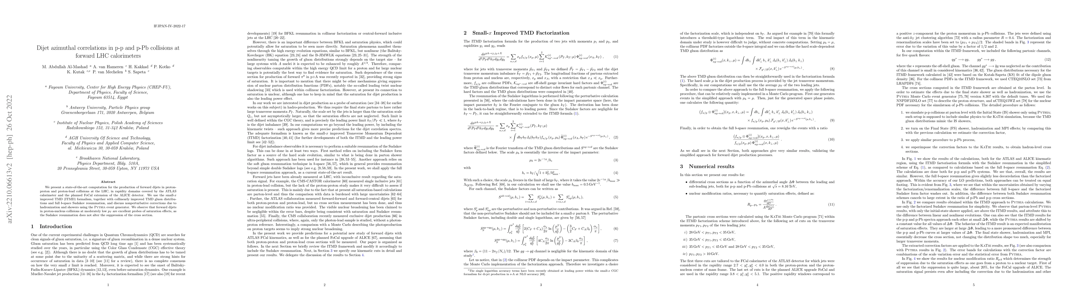 Thumbnail for Dijet azimuthal correlations in p-p and p-Pb collisions at forward LHC
  calorimeters