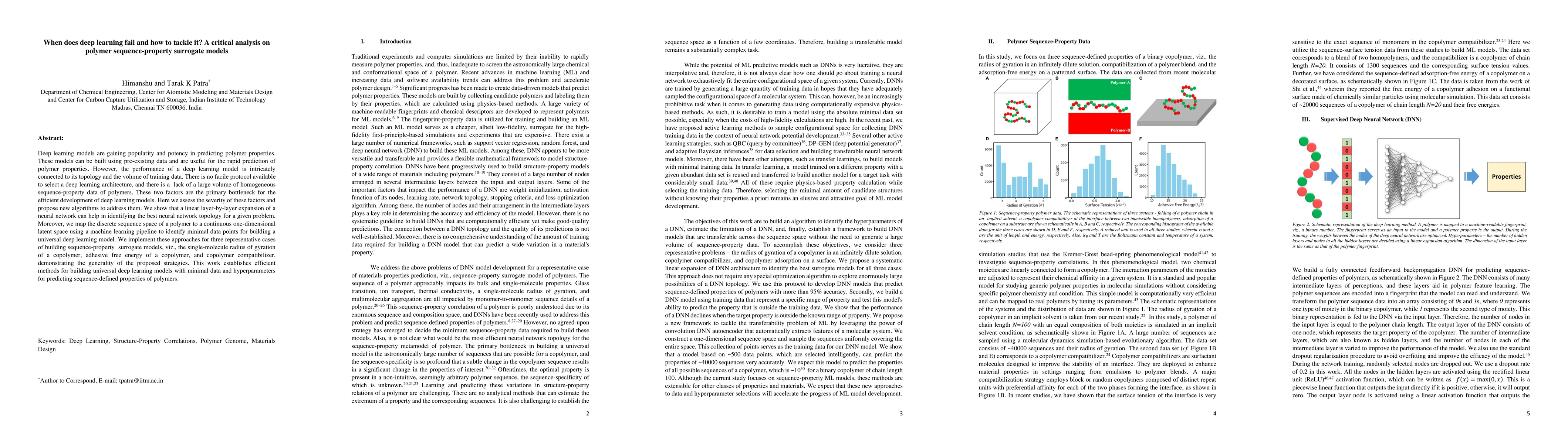 Thumbnail for When does deep learning fail and how to tackle it? A critical analysis
  on polymer sequence-property surrogate models