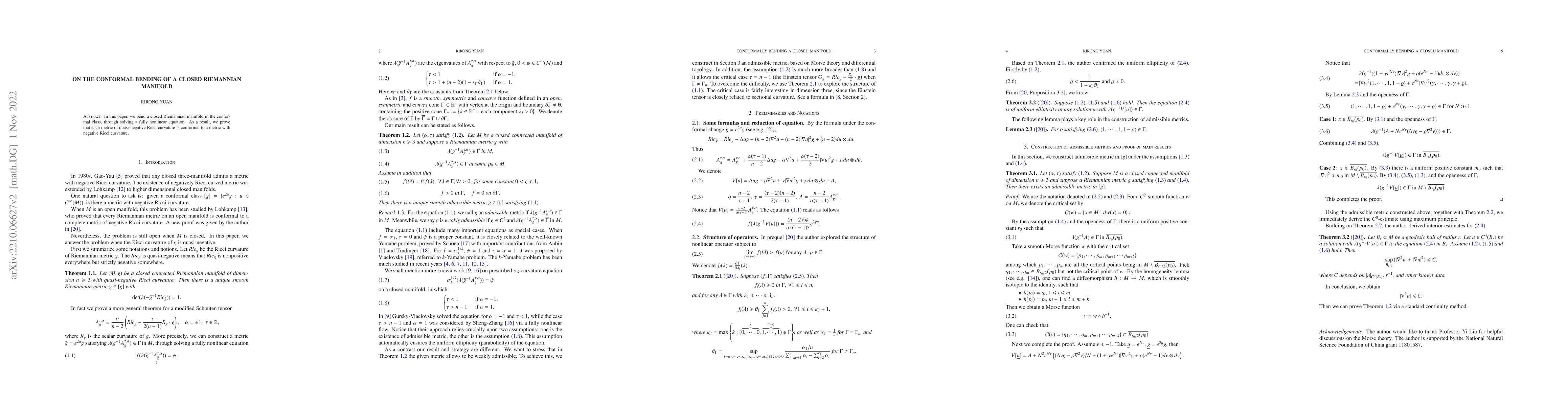 Thumbnail for On the conformal bending of a closed Riemannian manifold
