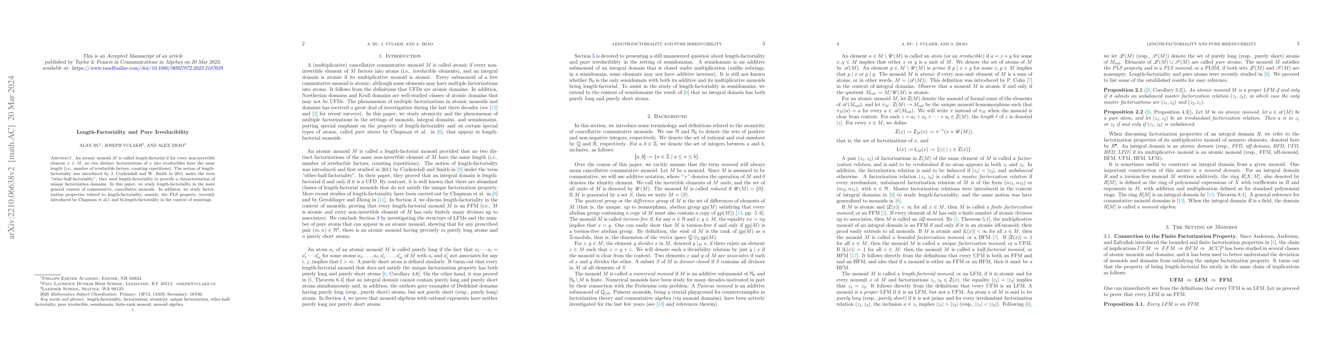 Thumbnail for Length-Factoriality and Pure Irreducibility
