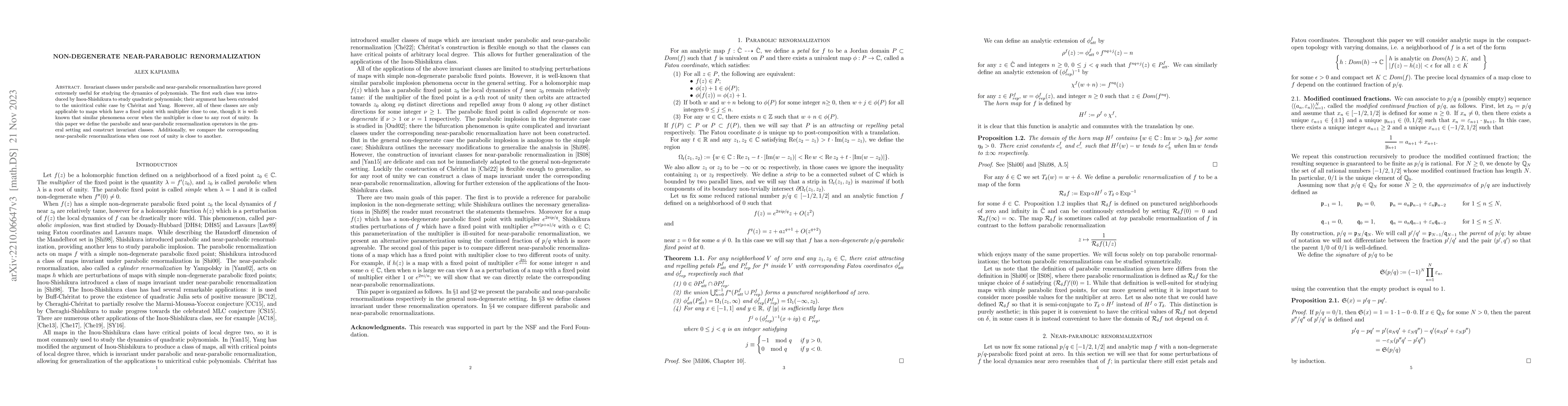 Thumbnail for Non-degenerate near-parabolic renormalization