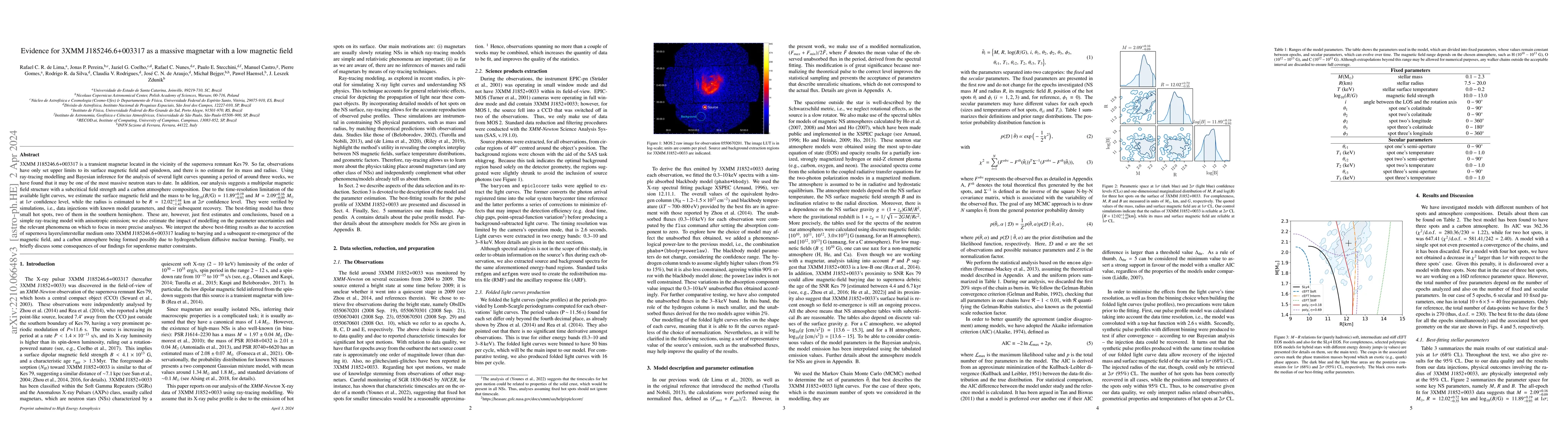 Thumbnail for Evidence for 3XMM J185246.6+003317 as a massive magnetar with a low
  magnetic field