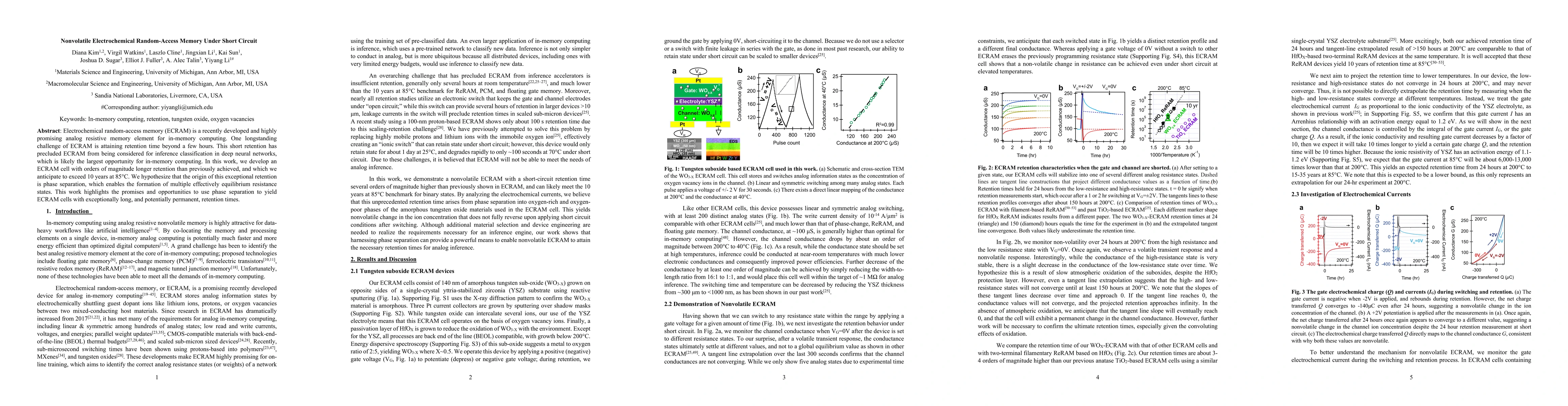 Thumbnail for Nonvolatile Electrochemical Random-Access Memory Under Short Circuit