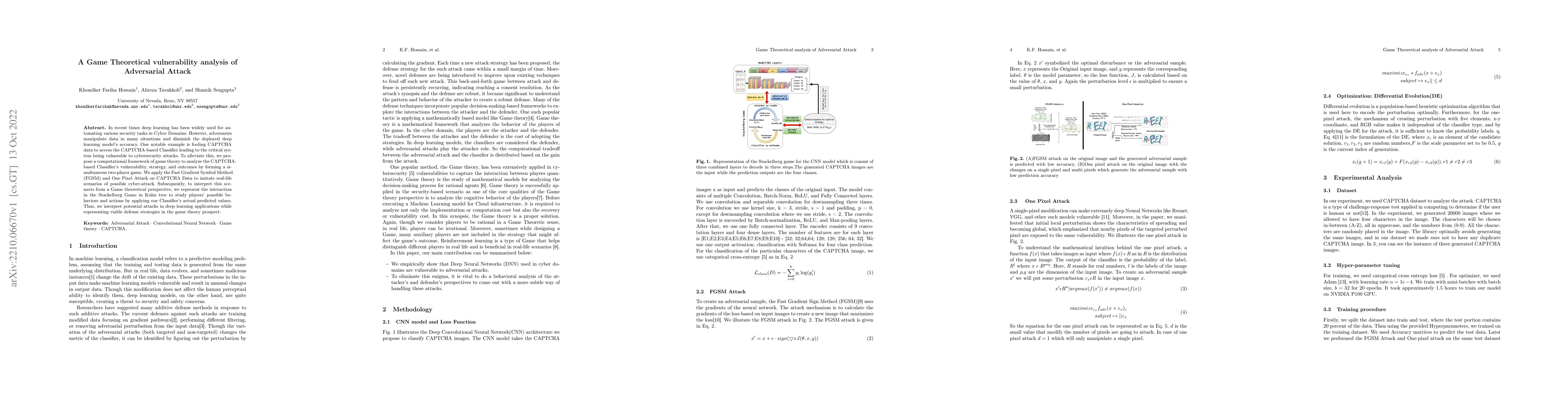 Thumbnail for A Game Theoretical vulnerability analysis of Adversarial Attack
