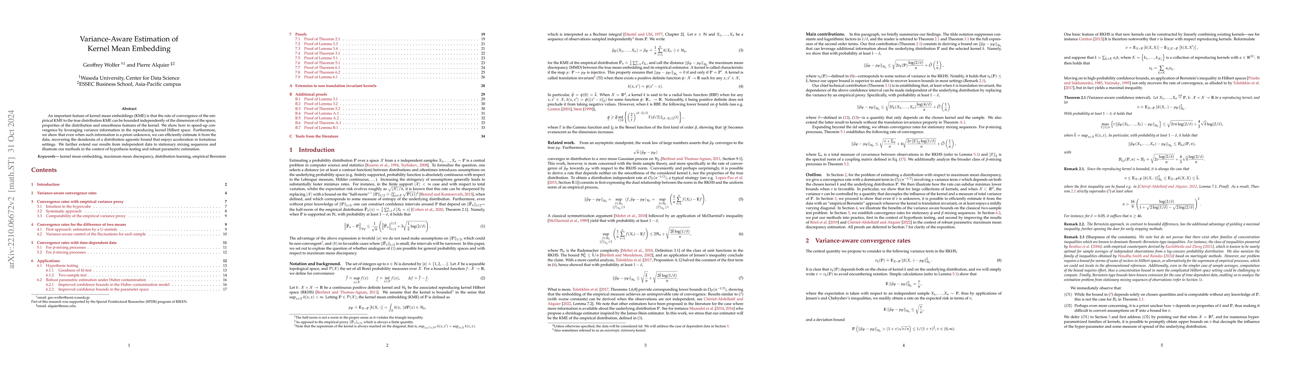 Thumbnail for Variance-Aware Estimation of Kernel Mean Embedding