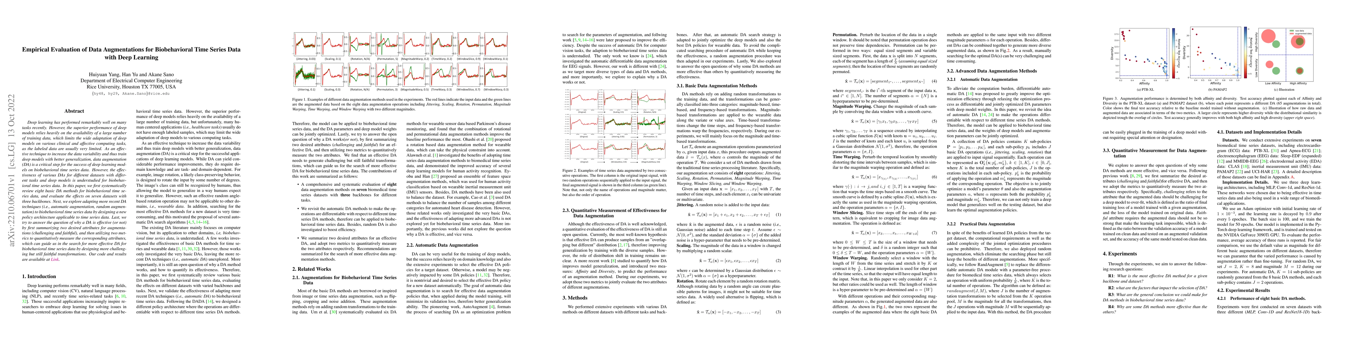 Thumbnail for Empirical Evaluation of Data Augmentations for Biobehavioral Time Series
  Data with Deep Learning