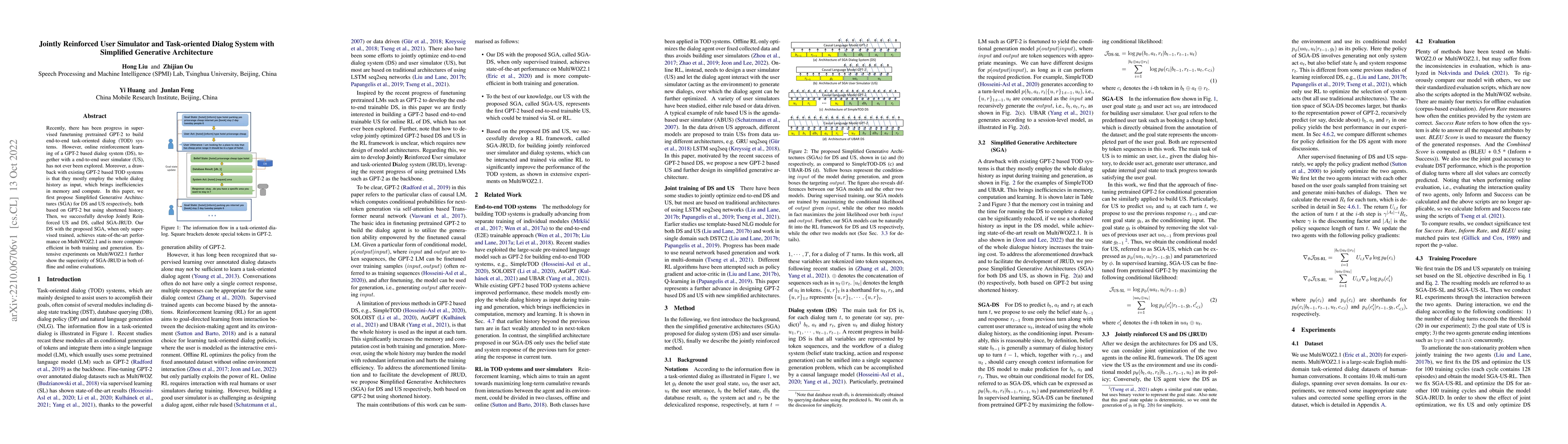 Thumbnail for Jointly Reinforced User Simulator and Task-oriented Dialog System with
  Simplified Generative Architecture