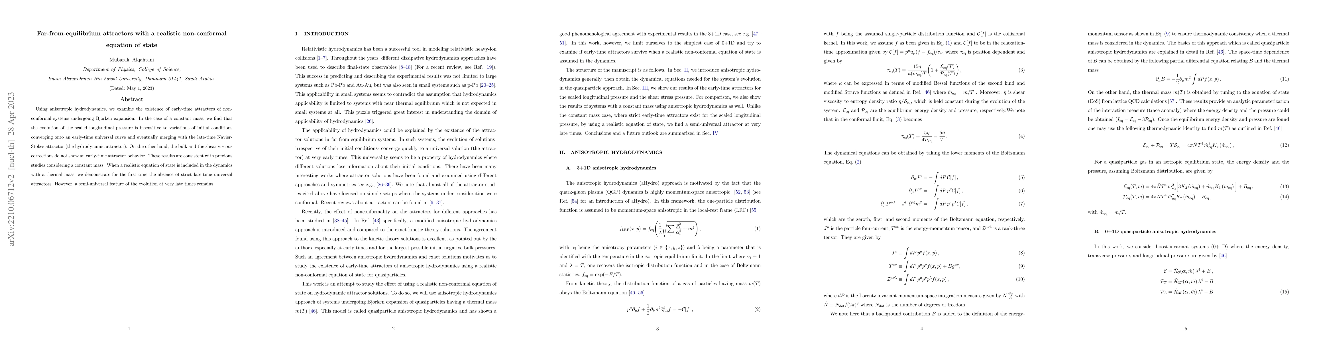 Thumbnail for Far-from-equilibrium attractors with a realistic non-conformal equation
  of state