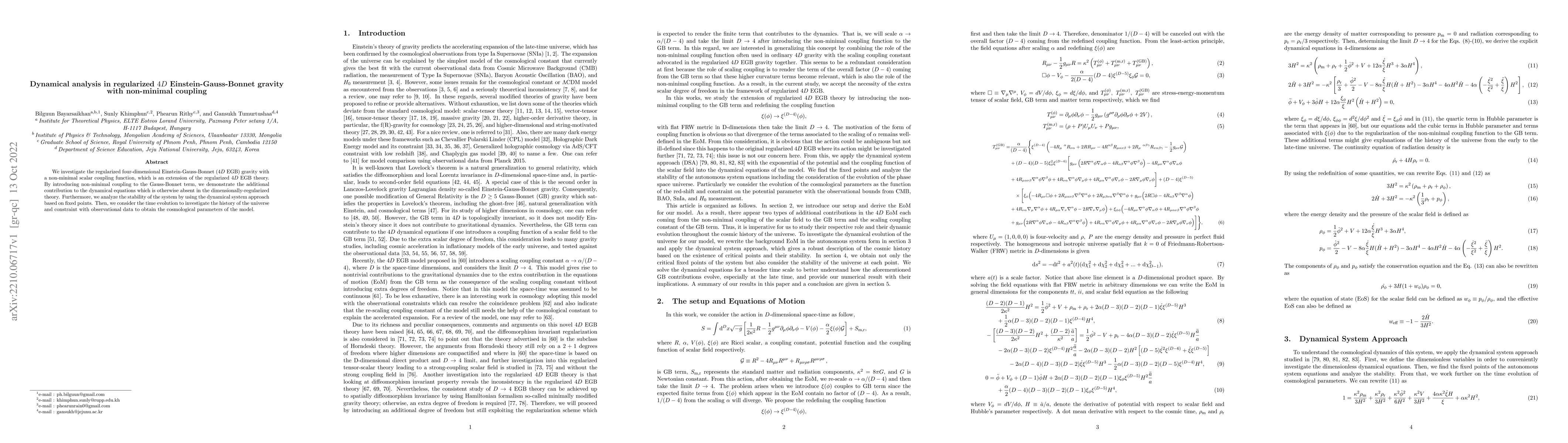 Thumbnail for Dynamical analysis in regularized $4D$ Einstein-Gauss-Bonnet gravity
  with non-minimal coupling