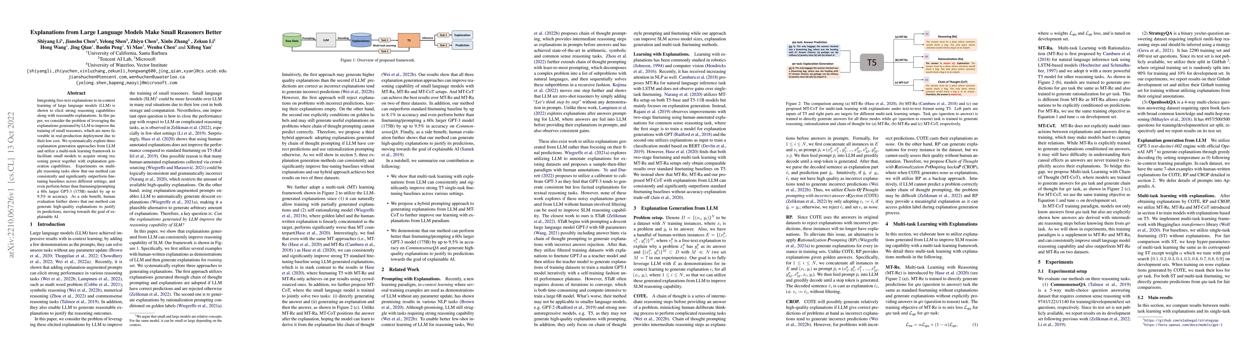 Thumbnail for Explanations from Large Language Models Make Small Reasoners Better