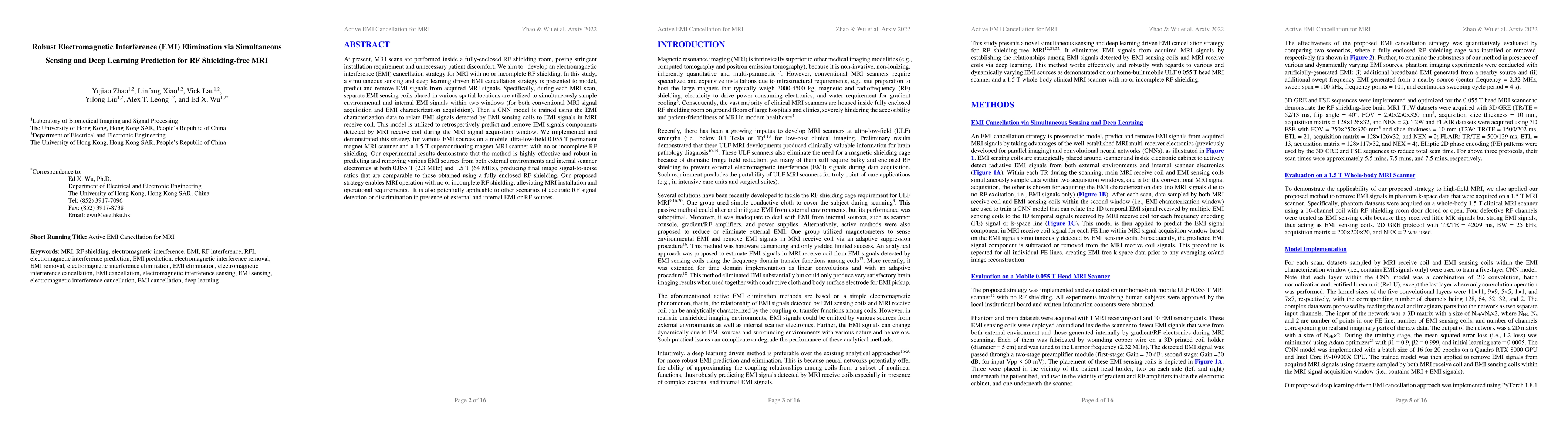 Thumbnail for Robust Electromagnetic Interference (EMI) Elimination via Simultaneous
  Sensing and Deep Learning Prediction for RF Shielding-free MRI