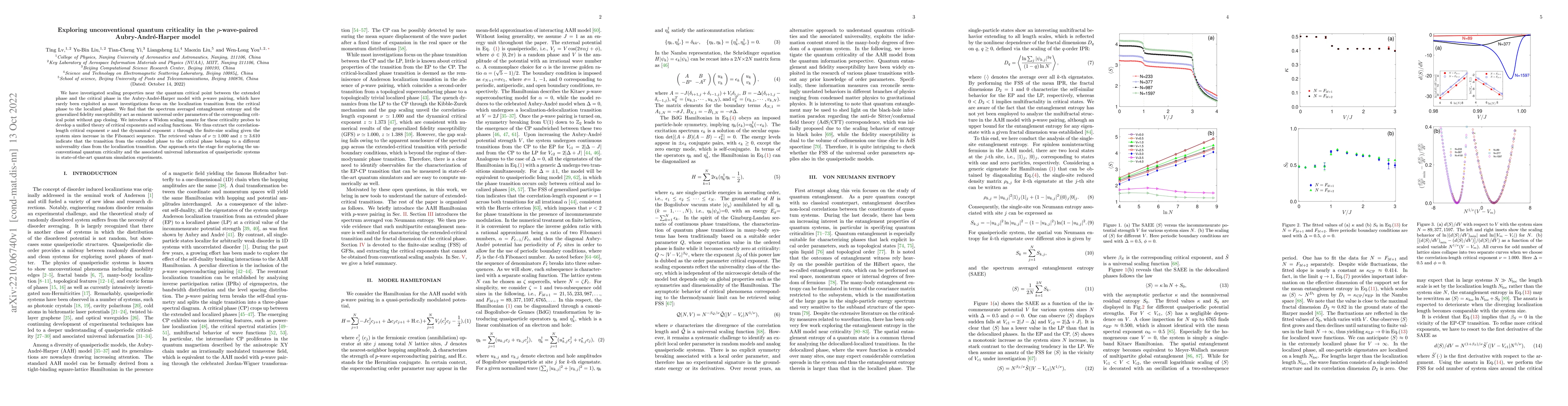 Thumbnail for Exploring unconventional quantum criticality in the p-wave-paired
  Aubry-Andr\'{e}-Harper model