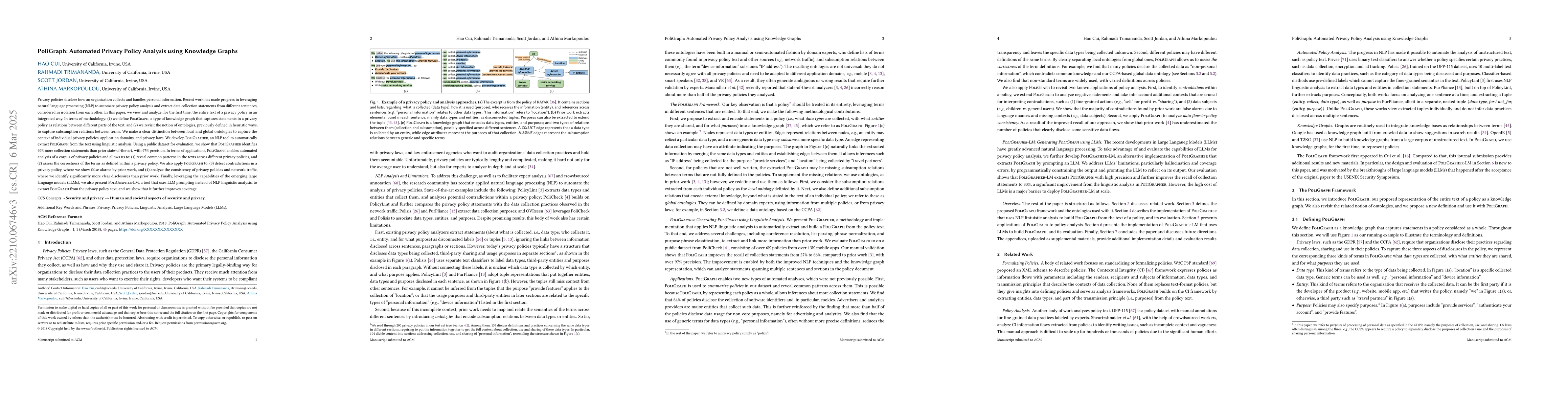 Thumbnail for PoliGraph: Automated Privacy Policy Analysis using Knowledge Graphs