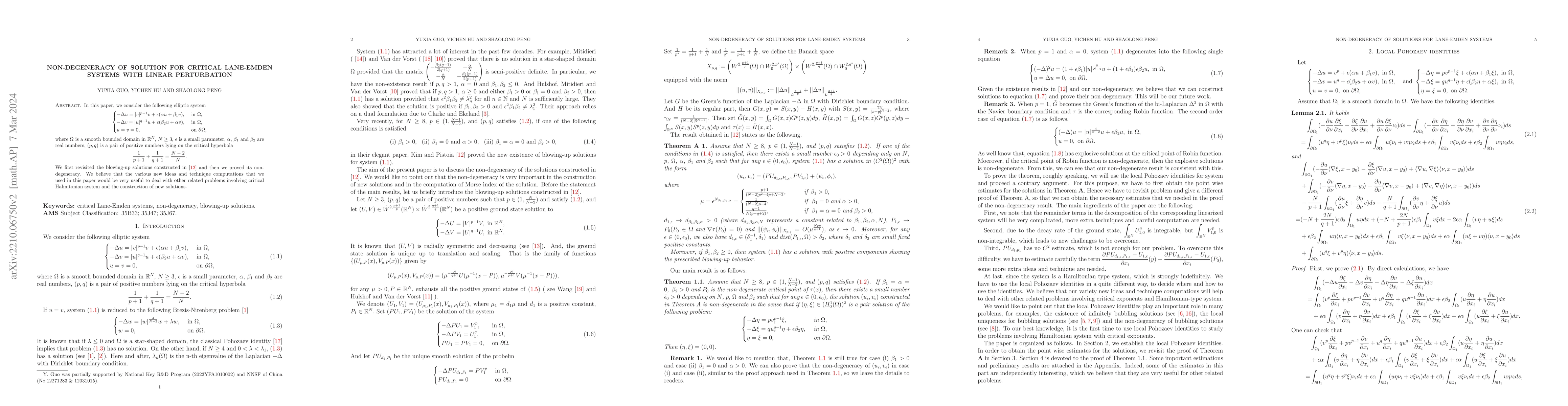 Thumbnail for Non-degeneracy of solution for critical Lane-Emden systems with linear
  perturbation
