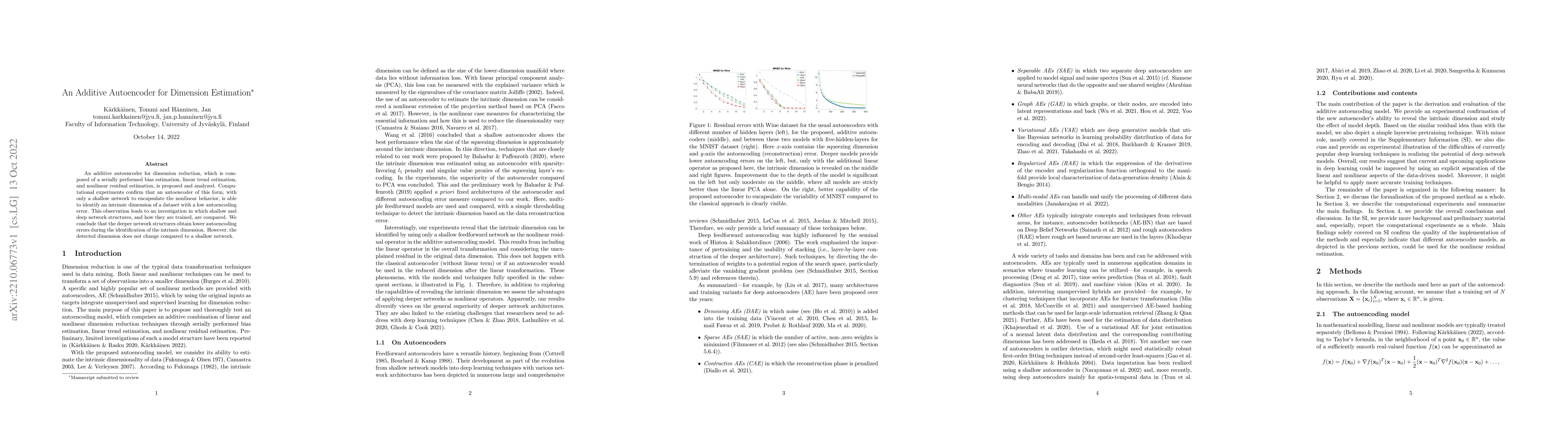 Thumbnail for An Additive Autoencoder for Dimension Estimation